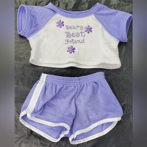 Build-A-Bear BABW VTG Beary Best Friend Shirt and Paw Shorts Outfit READ - GUC